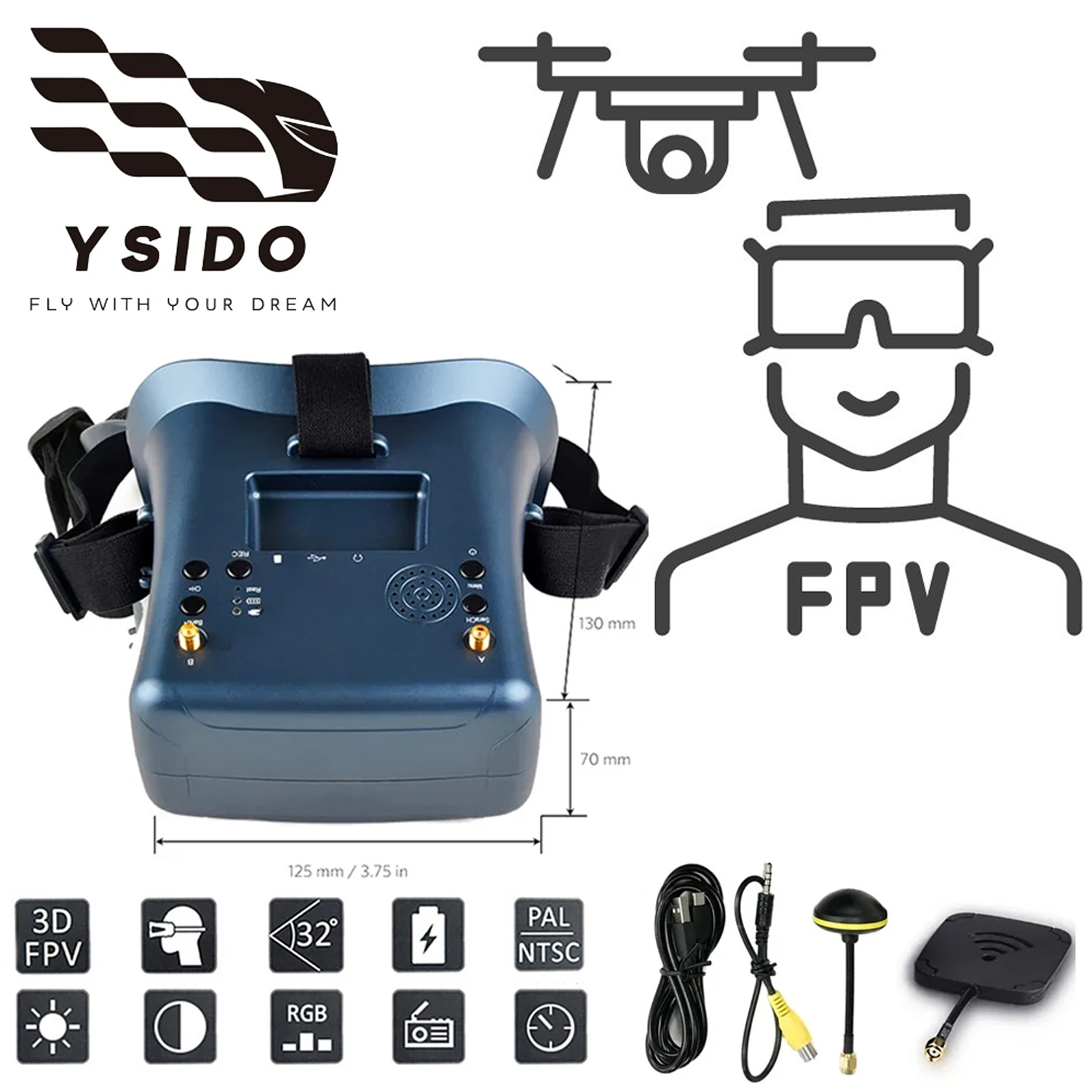 FPV-bril 008D 5.8G 40CH 4.3 in - Skyzone Sky04O Pro Fpv Goggles recensie en prijs
